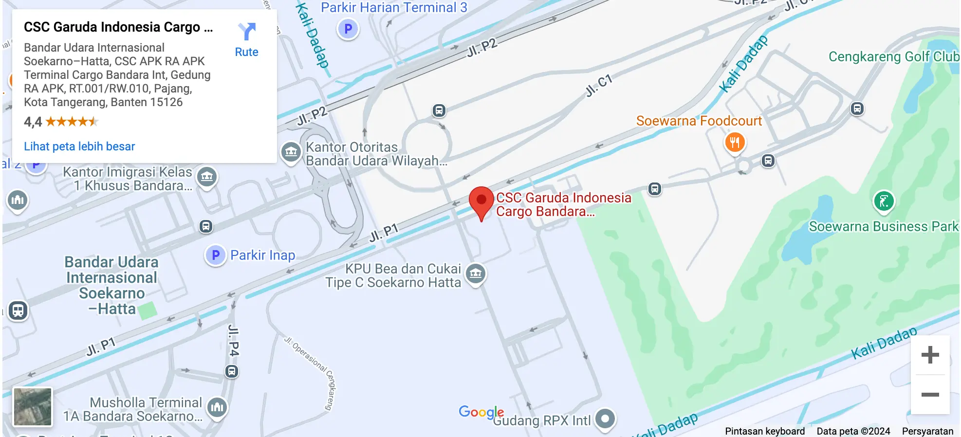 Maps RS Cargo Logistic Bandara Soekarno-Hatta
